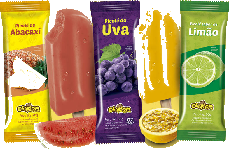 Linha de picolés de frutas Chaybom